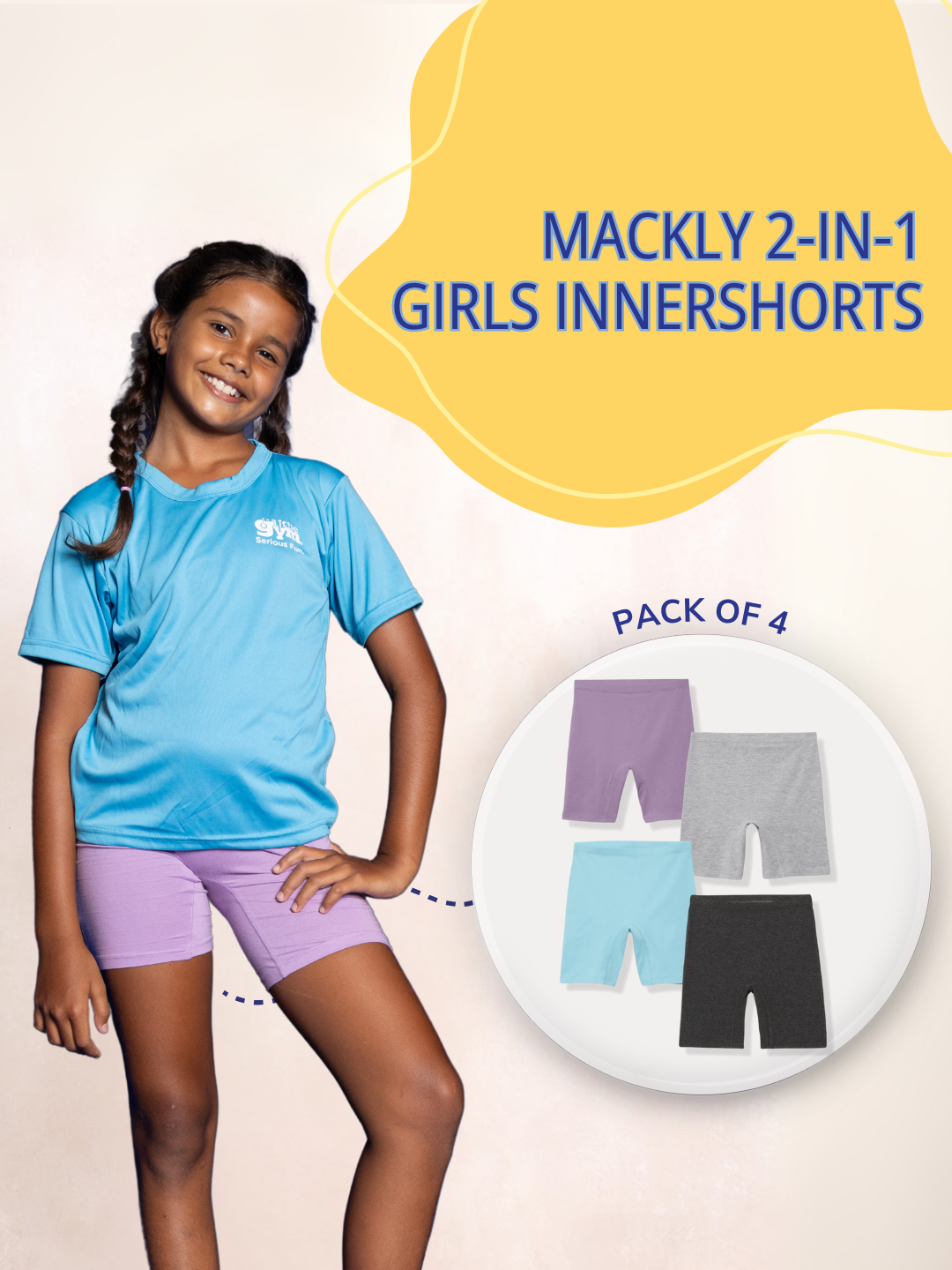GIRLS INNERSHORTS, PACK OF 4