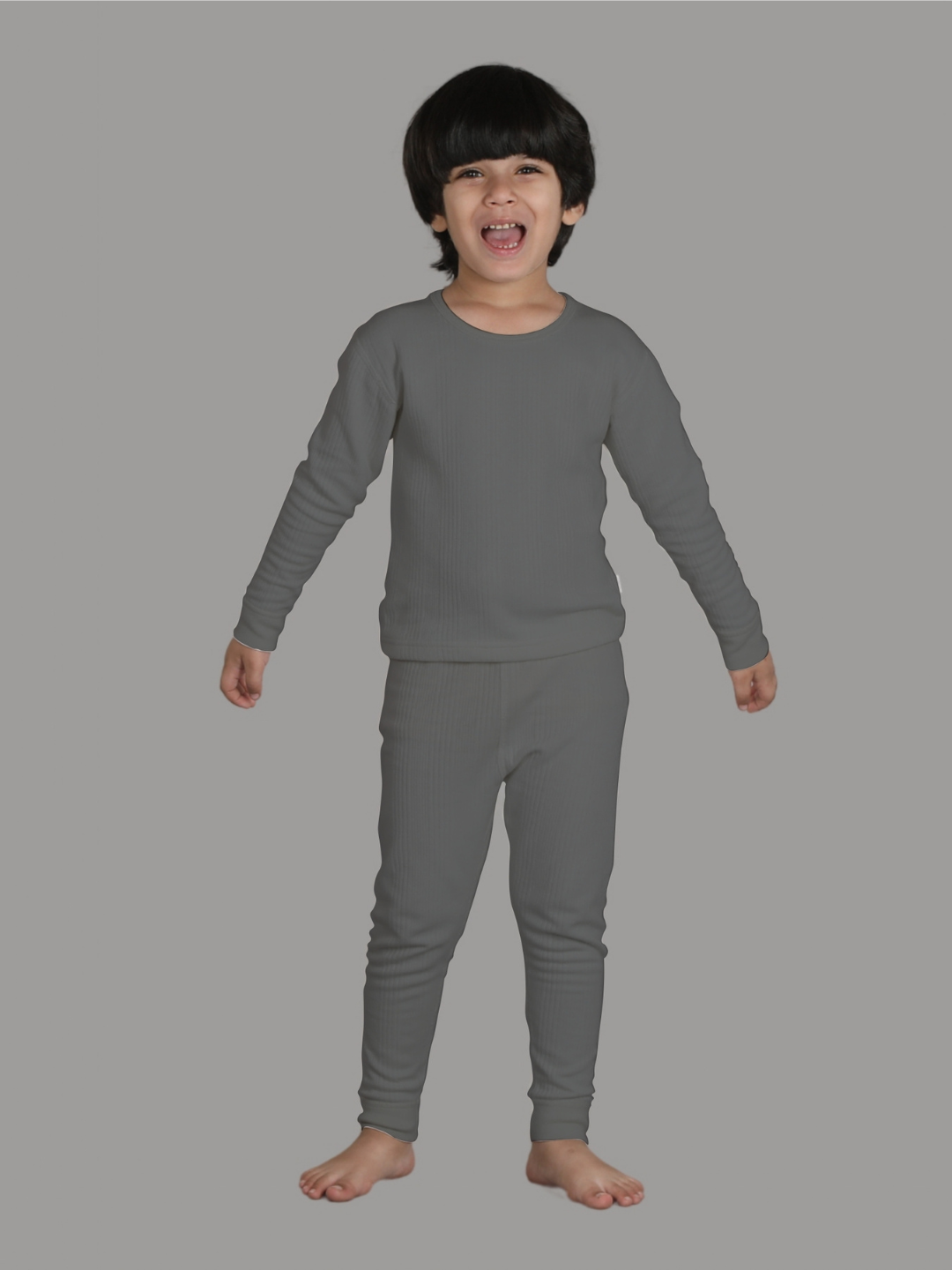 Kids Unisex Thermal Set - Charcoal Melange