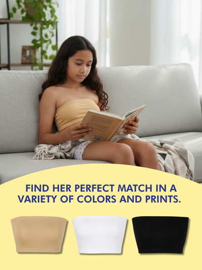 GIRLS TUBE BRA, WHITE - PACK OF 2