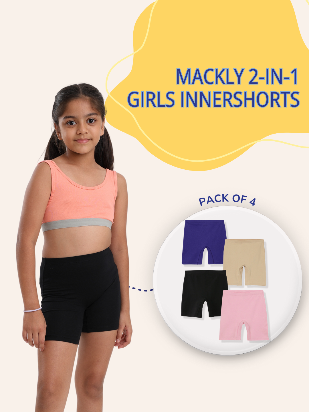 GIRLS INNERSHORTS, PACK OF 4