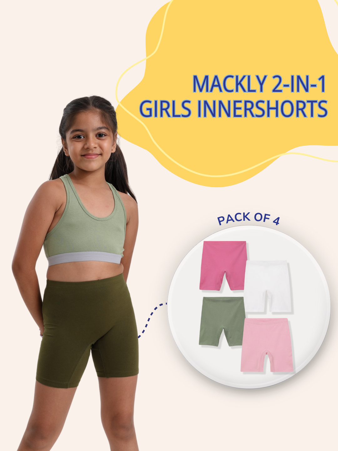 GIRLS INNERSHORTS, PACK OF 4