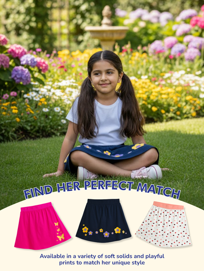 Girls Everyday Skirt | 3-in-1 Skirt with Built-in Shorts & Gusset