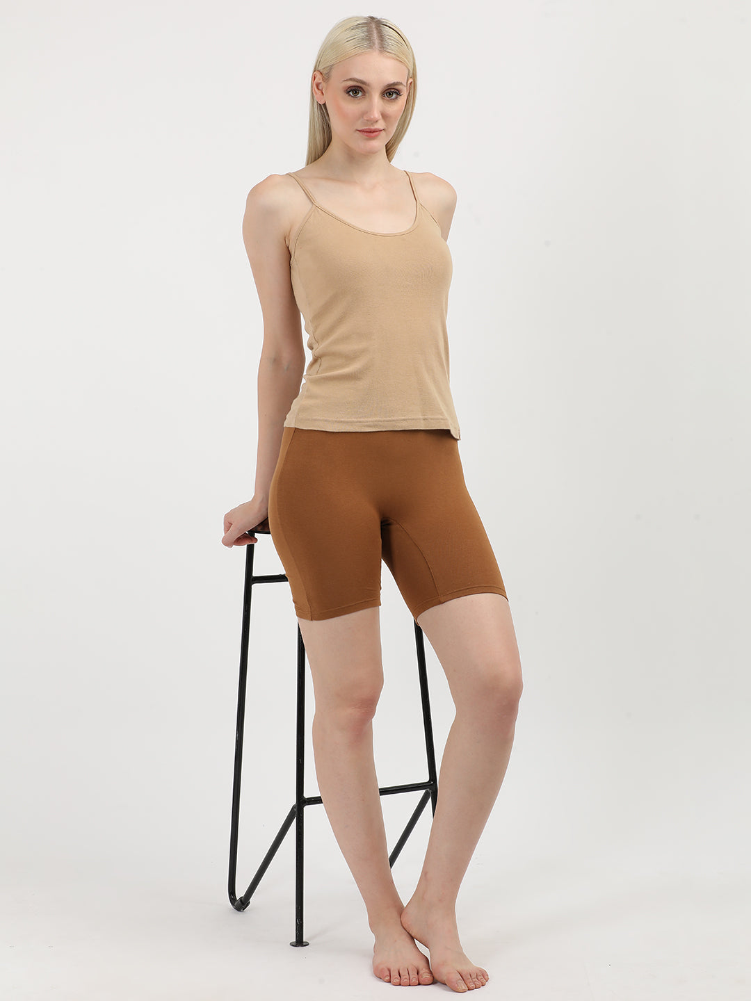 WOMENS INNERSHORTS, KHAKI/PEACH