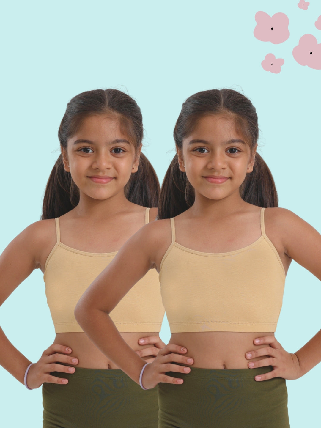 Girls  Spaghetti Trainer Bra, Beige