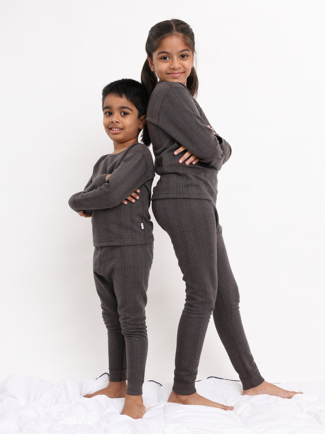 Kids Unisex Thermal Set - Charcoal Melange