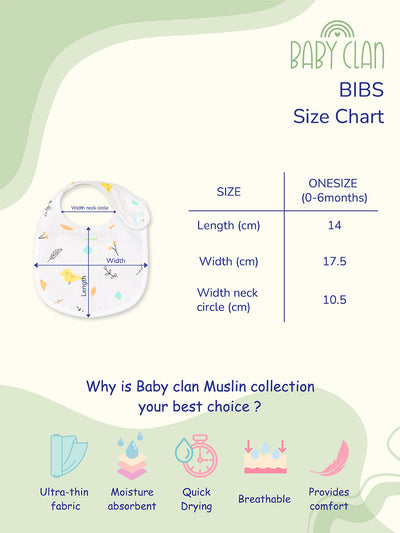 Babyclan Muslin Bibs – Pack of 2 | Soft, Absorbent & Gentle for Feeding Time