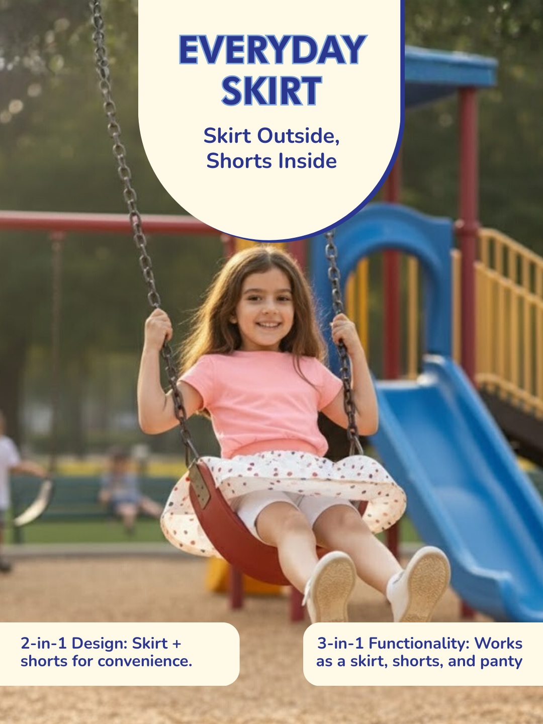 Girls Everyday Skirt | 3-in-1 Skirt with Built-in Shorts & Gusset