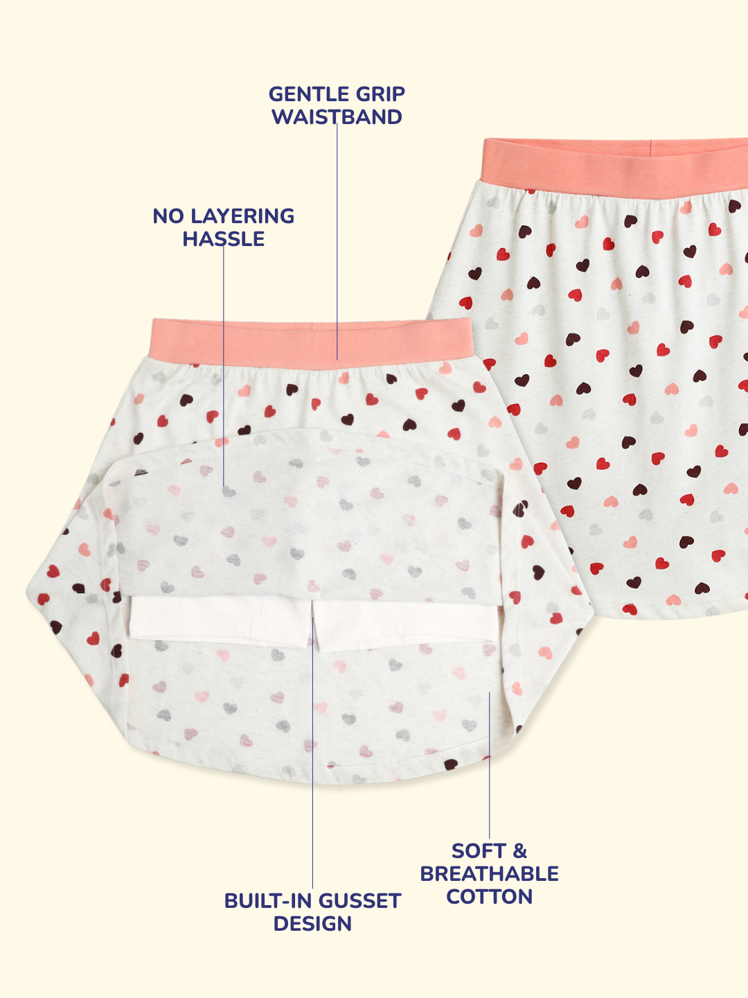 Girls Everyday Skirt | 3-in-1 Skirt with Built-in Shorts & Gusset