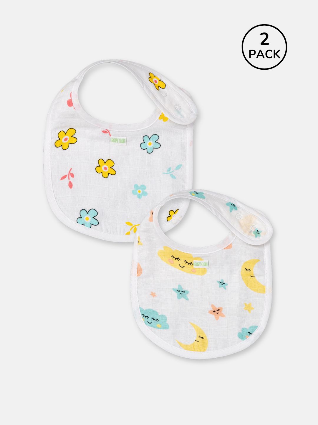Babyclan Muslin Bibs – Pack of 2 | Soft, Absorbent & Gentle for Feeding Time
