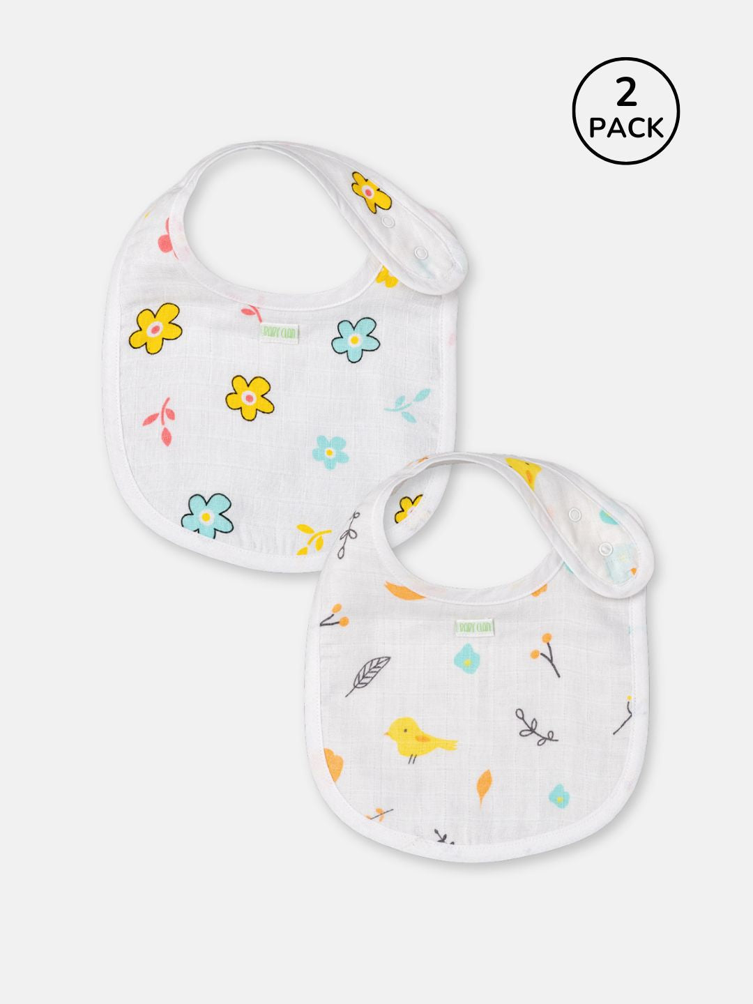 Babyclan Muslin Bibs – Pack of 2 | Soft, Absorbent & Gentle for Feeding Time