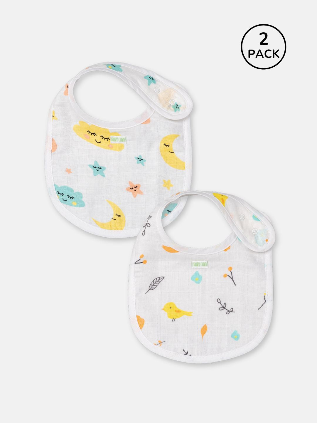 Babyclan Muslin Bibs – Pack of 2 | Soft, Absorbent & Gentle for Feeding Time