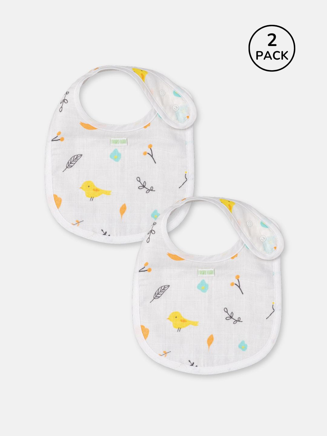 Babyclan Muslin Bibs – Pack of 2 | Soft, Absorbent & Gentle for Feeding Time