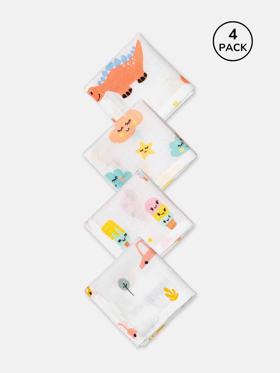 Babyclan Muslin Cloth Wipes – Pack of 4 | Soft, Reusable & Gentle on Baby’s Skin