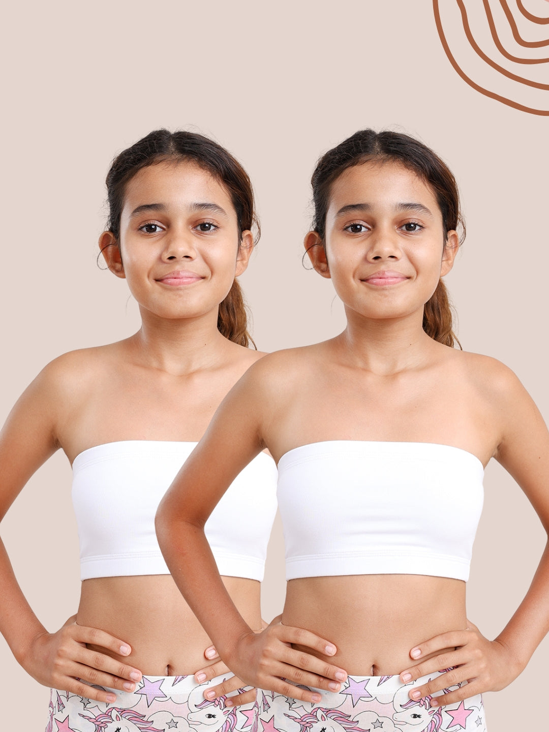 GIRLS TUBE BRA, WHITE - PACK OF 2