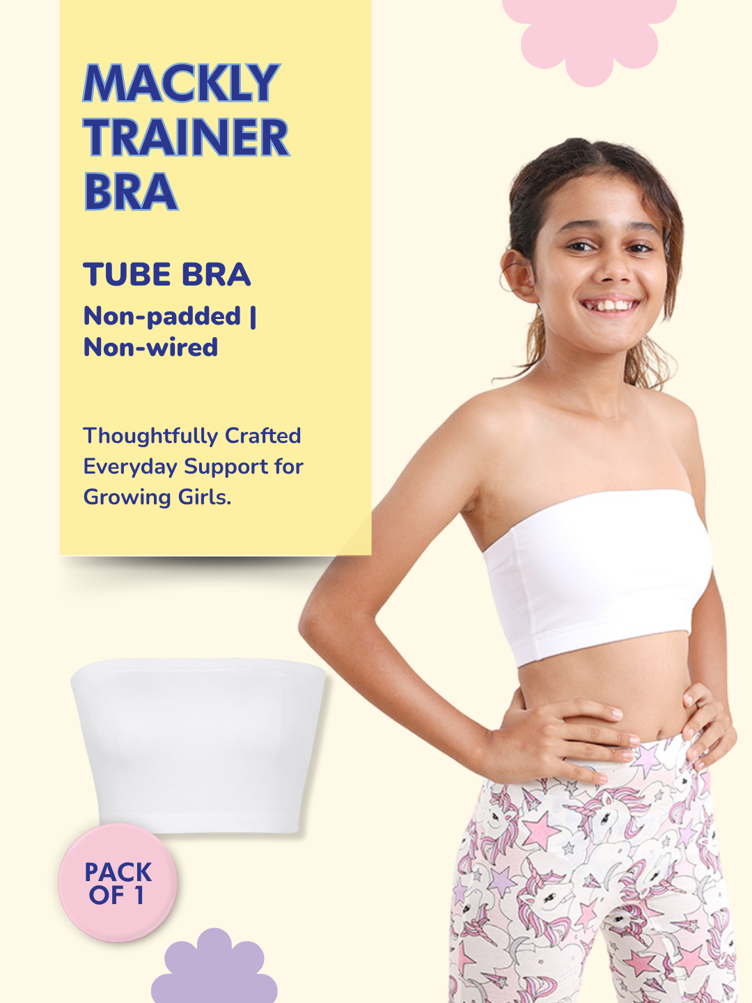 GIRLS TUBE BRA, WHITE