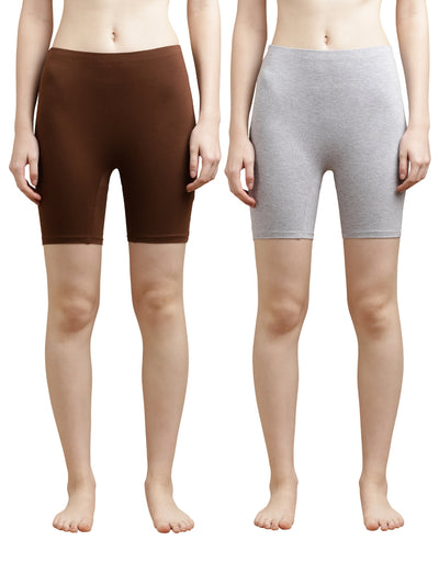 WOMENS INNERSHORTS, ESPRESSO SHOT/GREY MELLANGE