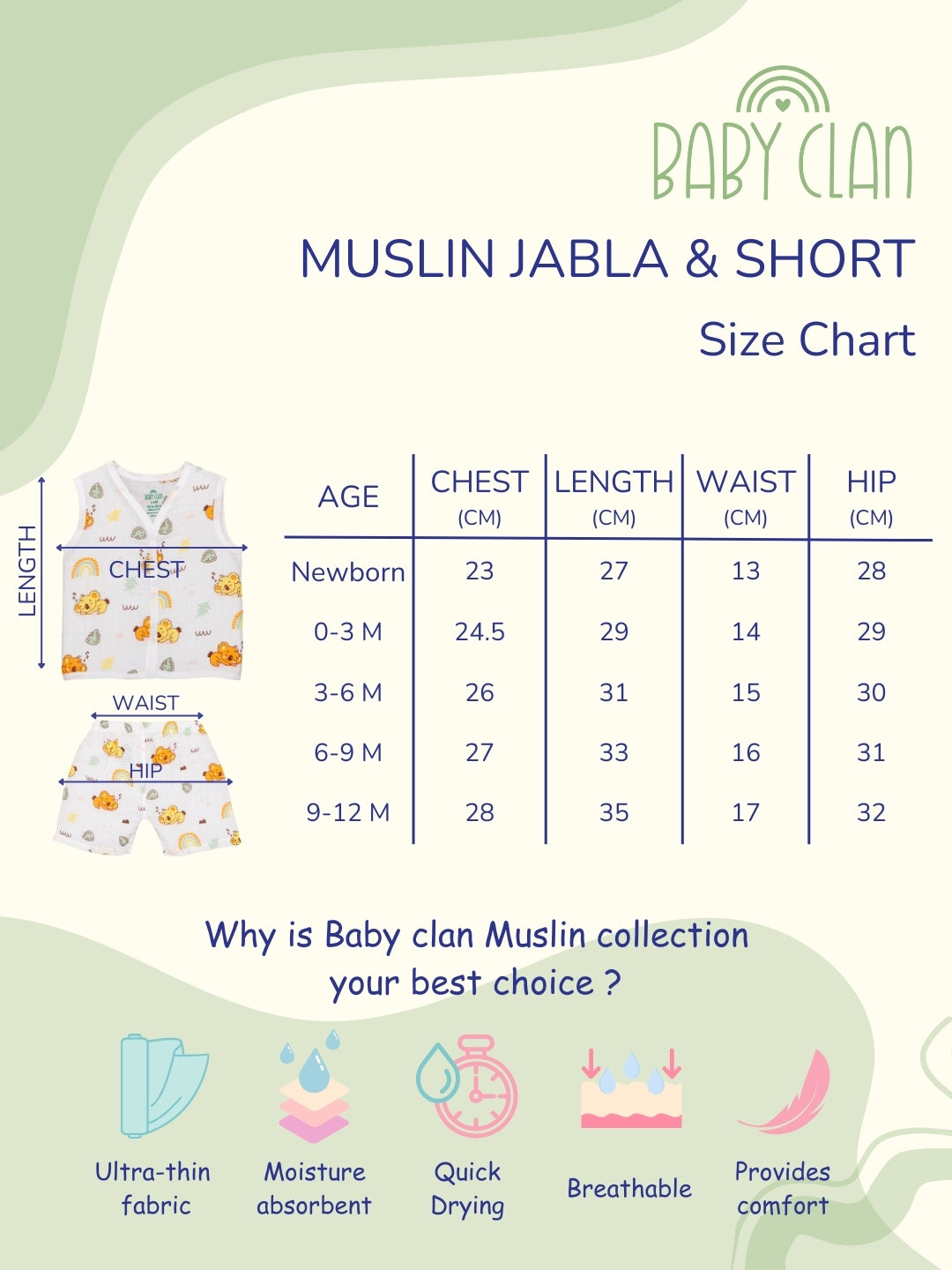 Babyclan Muslin Front Open Jabla Top & Shorts Set - Deer