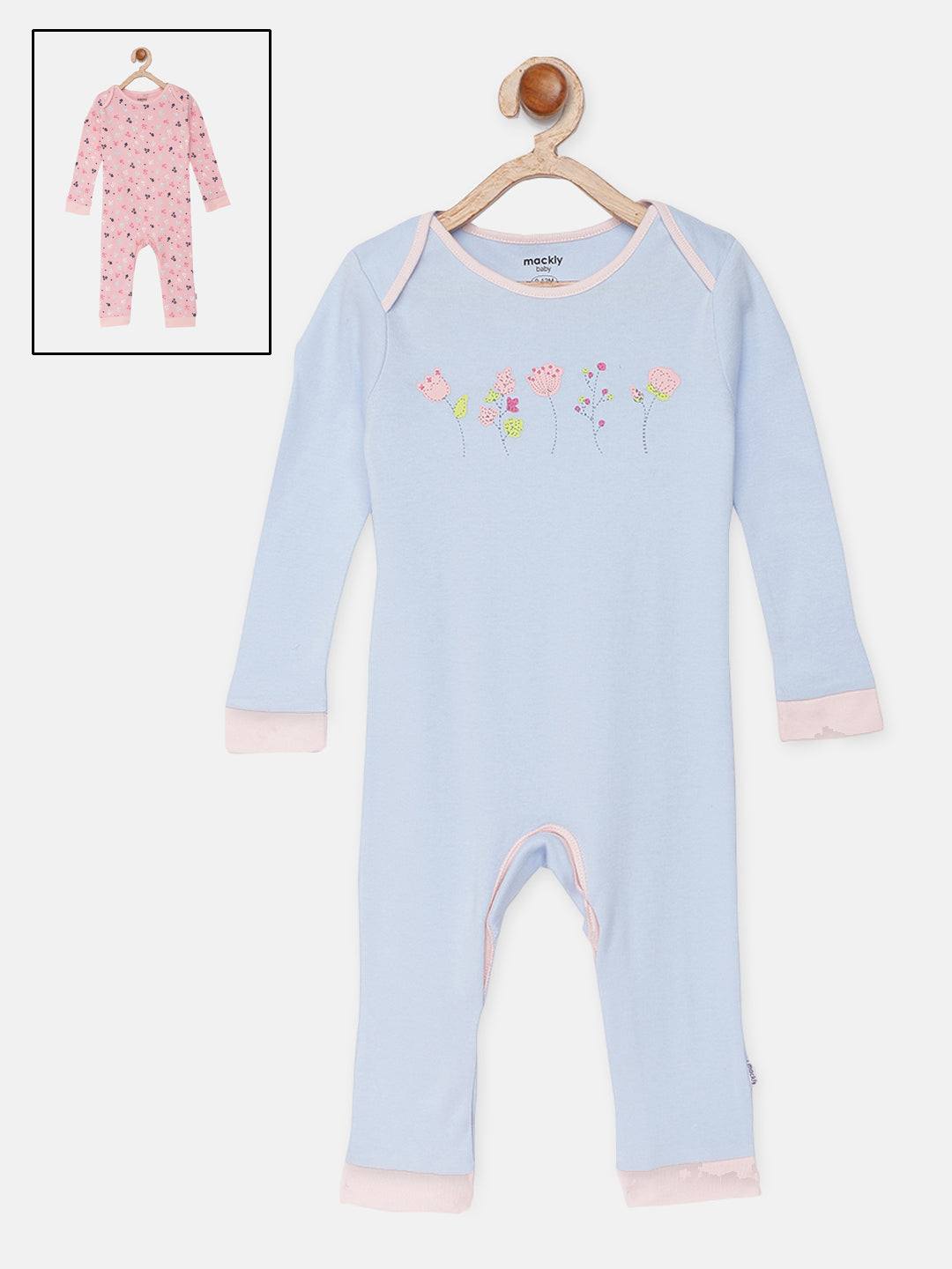 Pink & Blue Printed Rompers - Pack of 2
