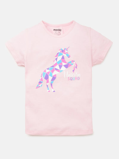 Unicorn Girls Printed Cotton T-Shirt