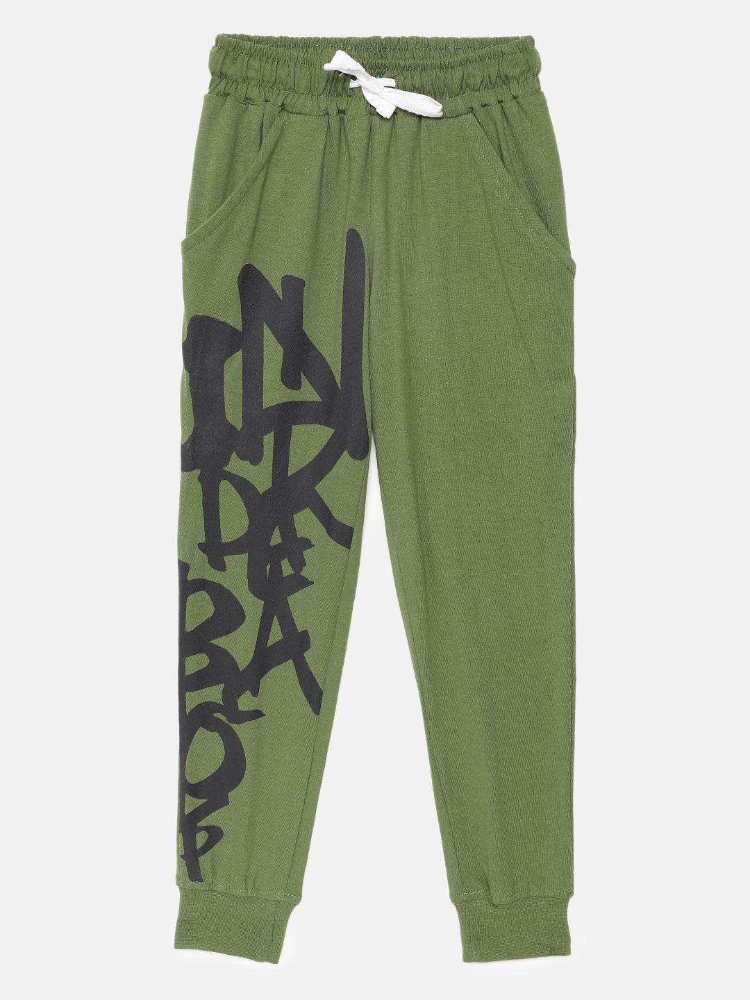 Boys Typo Printed Cotton Pants