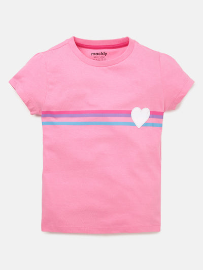 Horizontal Lines With Heart Pink