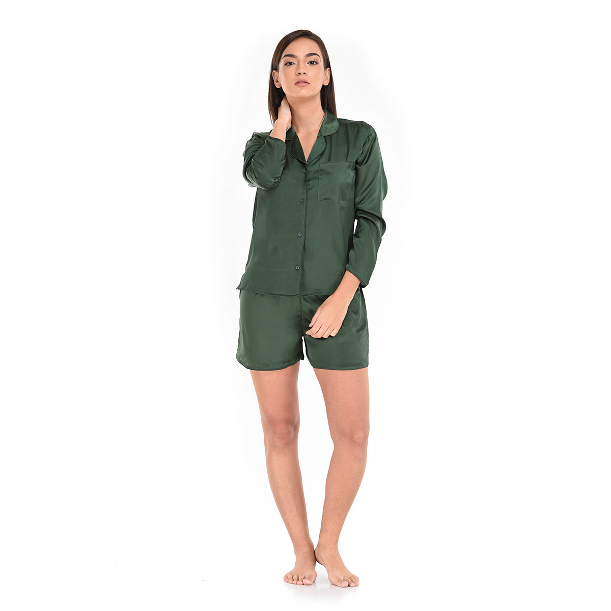 Pyjama Short With Long Sleeves Green