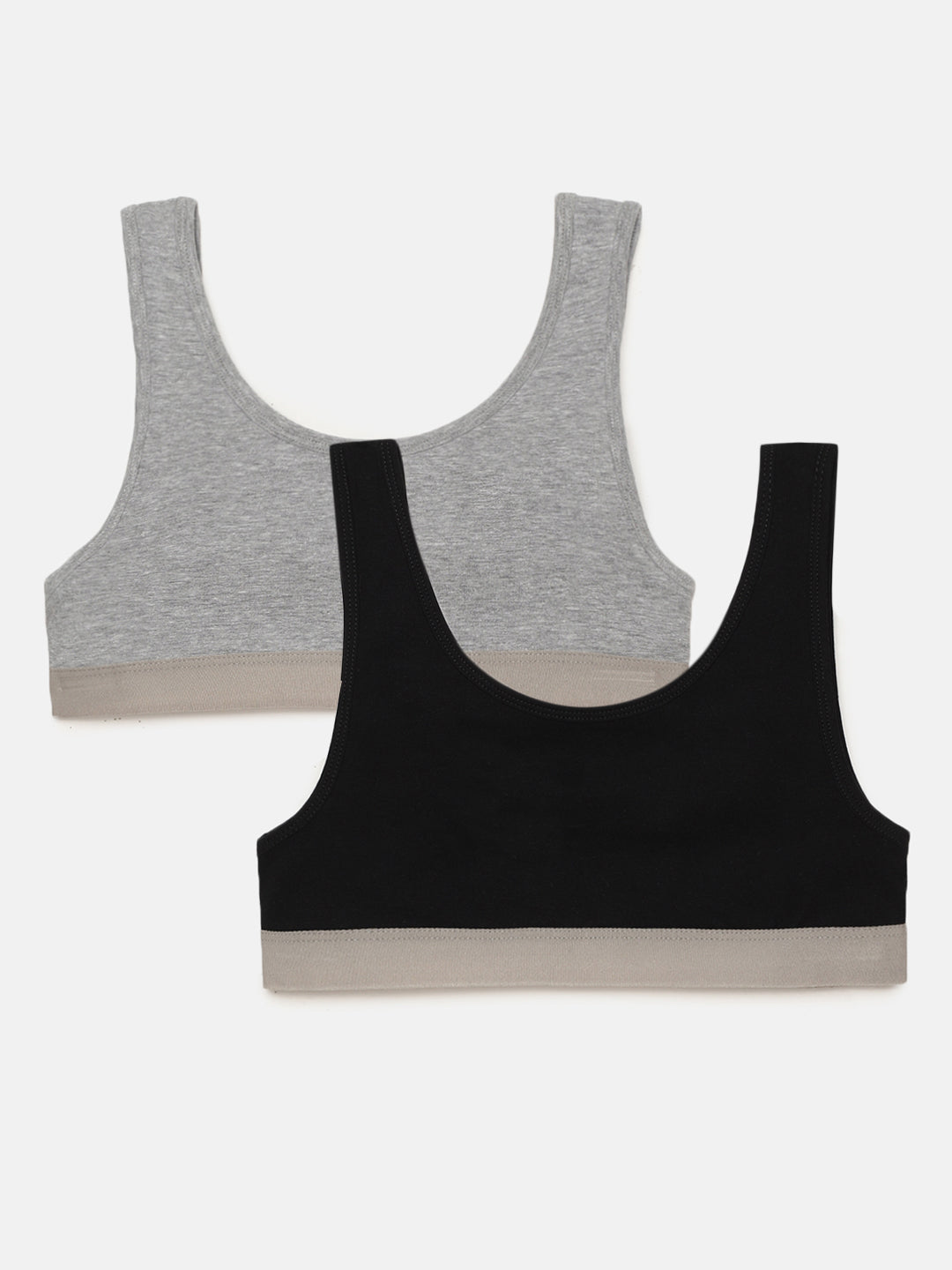 Girls Pack of 2 Training Bra  GREY MELANGE\BLACK