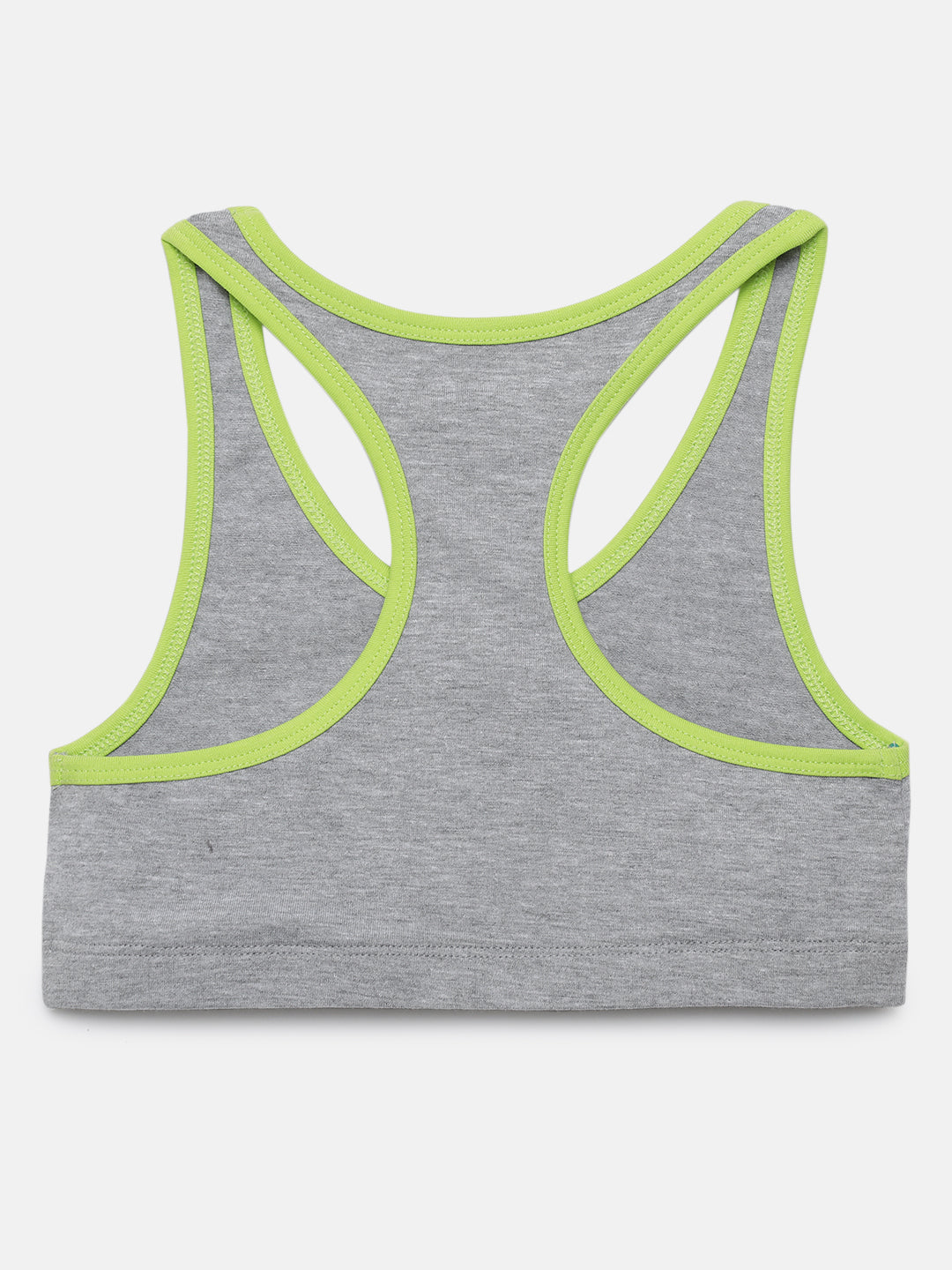GIRLS TRAINER BRA, DRIZZLE GREY/LIME SHERBET