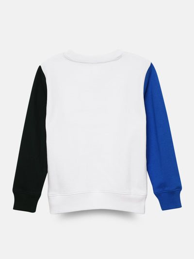 Boys Colorblocked Sleeve & Printed Sweatshirt