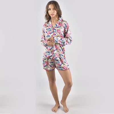 Pyjama Shorts With Long Sleeves Lotus AOP