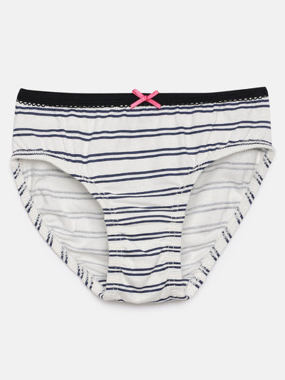White briefs for girl with black stripes.