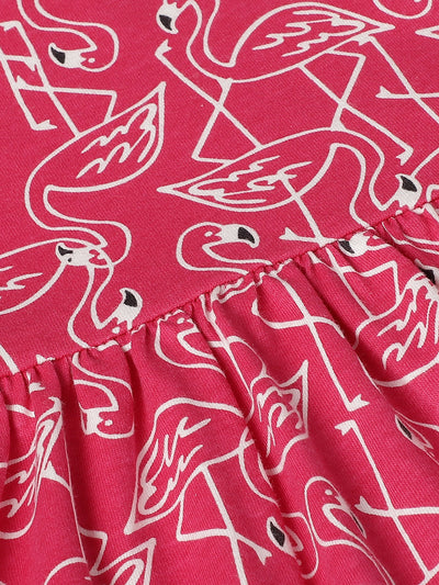 Girls Flamingo Printed Cotton dress