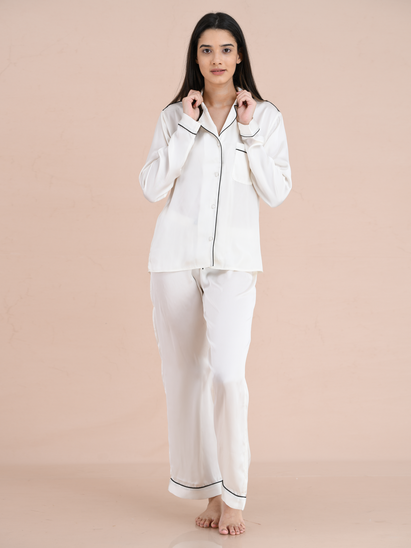 Pyjama Pant With Long Sleeves White